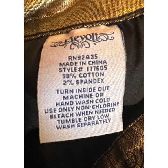 Revolt Youth Juniors Size 13 Gold Metallic Button Fly Pants Stretch - Picture 8 of 9